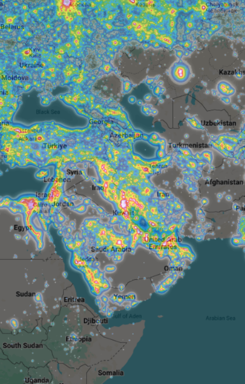 Light pollution cities
